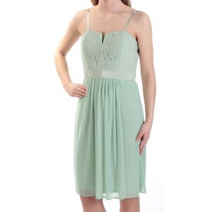 ADRIANNA PAPELL Womens Green Sleeveless Knee Length Formal Fit + Flare Dress 2